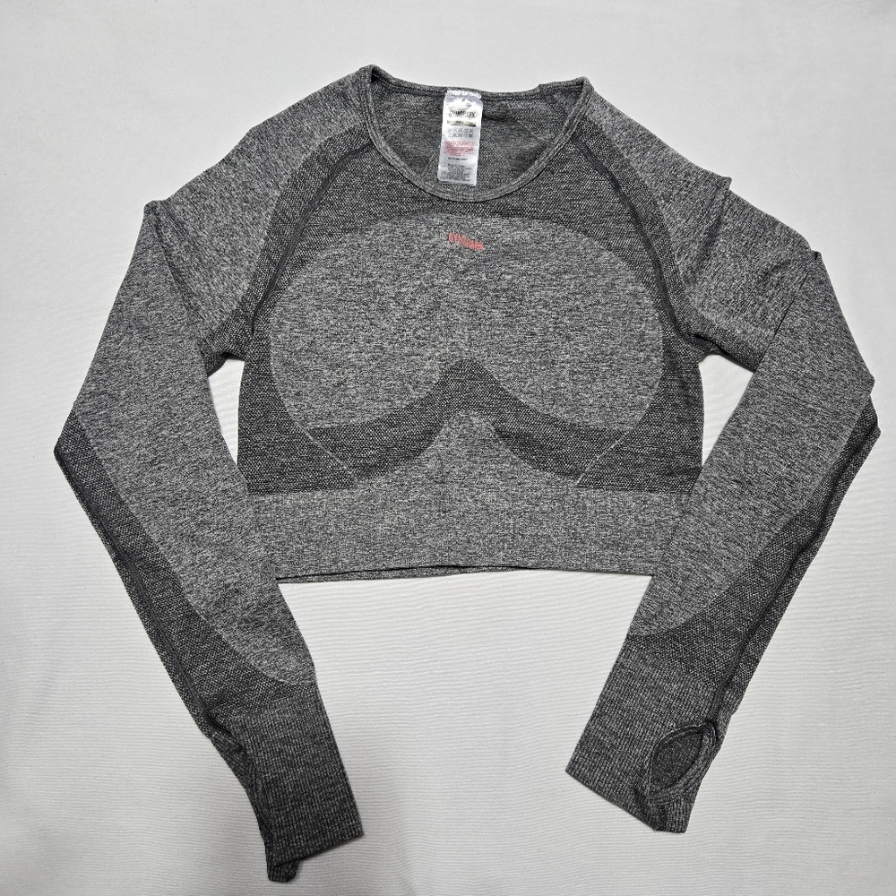 Gymshark Women's Flex Seamless Gray Long Sleeve Crop Top sz L